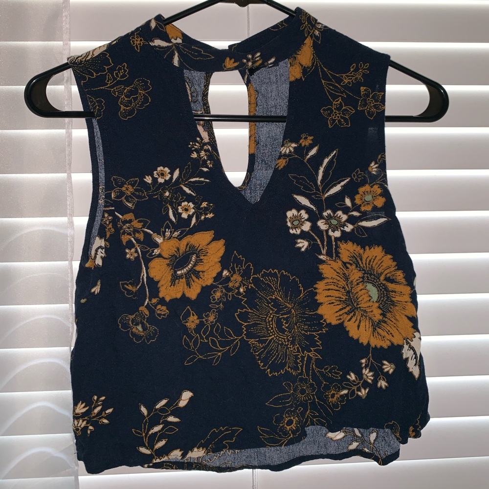Navy blue floral shirt